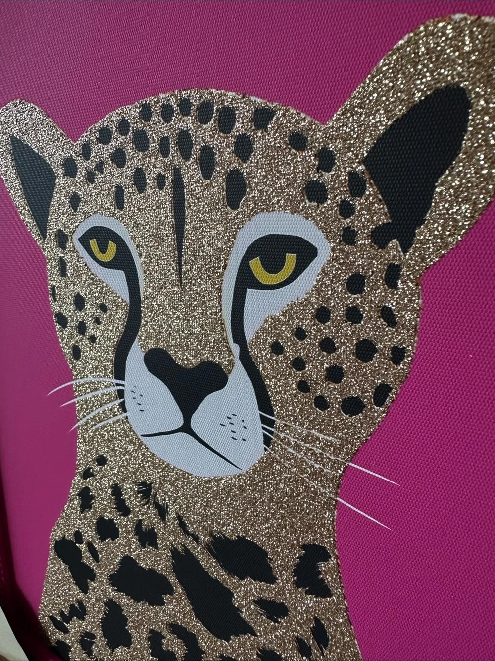 3M Pink Leopard Wall Art Framed Bright Pink Background Gold Glitter Accents NWT